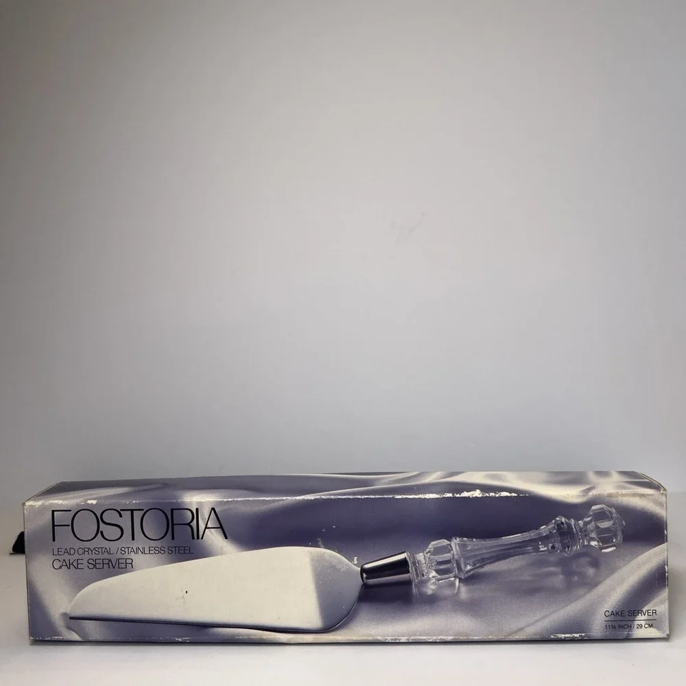 Vintage Fostoria No 50052 Lead Crystal Stainless Steel Cake Server Made in USA